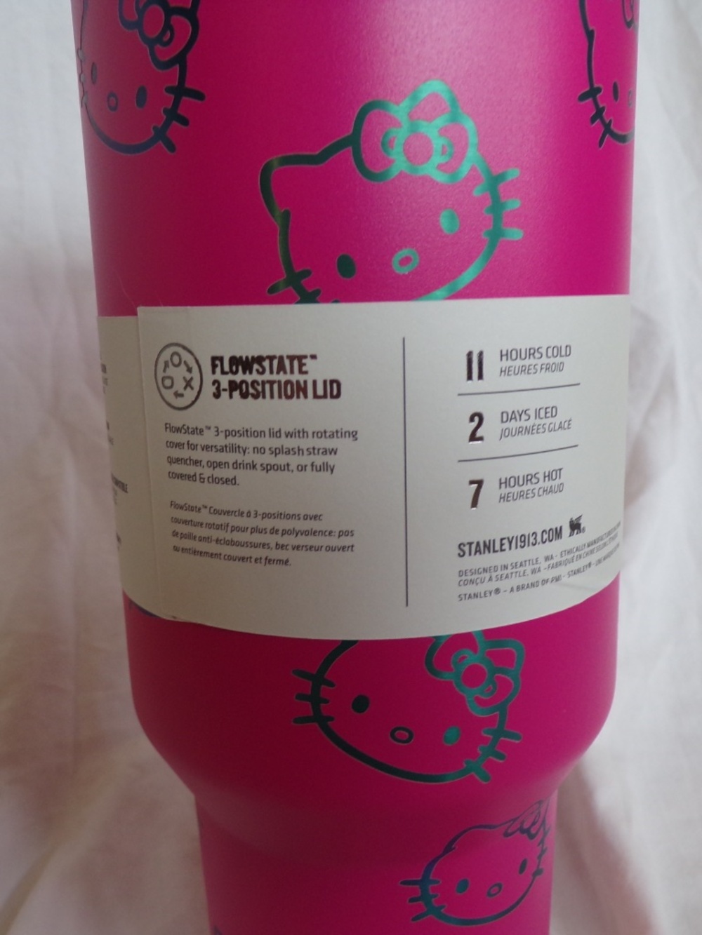 Stanley Quencher H2.0 FlowState Hello Kitty 40oz Pink Tumbler NIB Sanrio - Picture 6 of 7